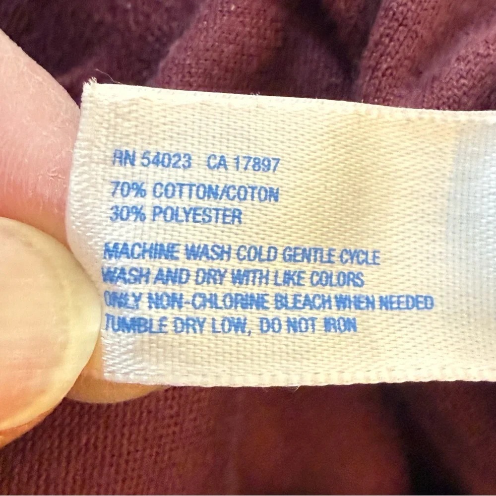 Gap Burgundy Pull On Elastic Waist Wide Leg Velour Lounge Pants Size L - Picture 8 of 8